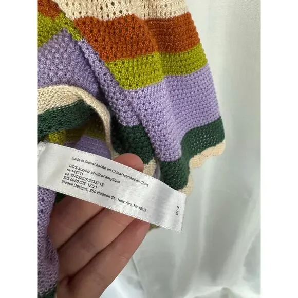 Eloquii Crochet Knit Tank 18/20 Striped Boho Peplum Cottagecore Festival Top - Picture 4 of 5